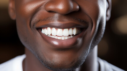 Naklejka premium Detailed image of young man smiling with perfect white teeth