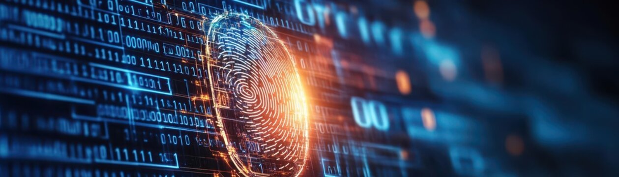 Futuristic digital design featuring binary code and glowing sphere, representing technology and innovation in modern data systems.