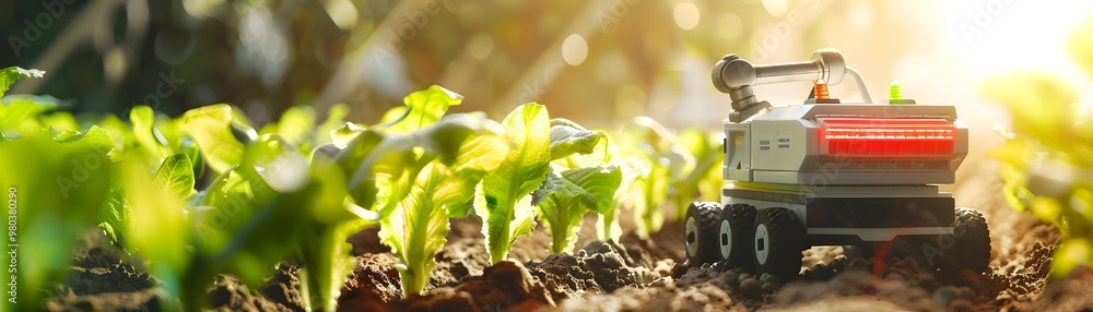 Poster ai driven agricultural robotics automating planting and harvesting in modern farm setting with renew