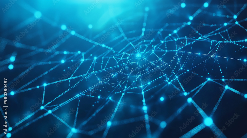 Poster iot landing page. internet of things devices and connectivity concepts within a network. a web of ne