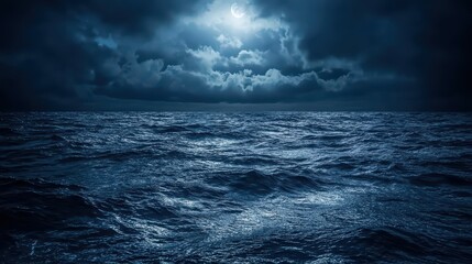 Dark Ocean Waves Wallpaper. Gentle waves of a dark ocean under a cloudy night sky.