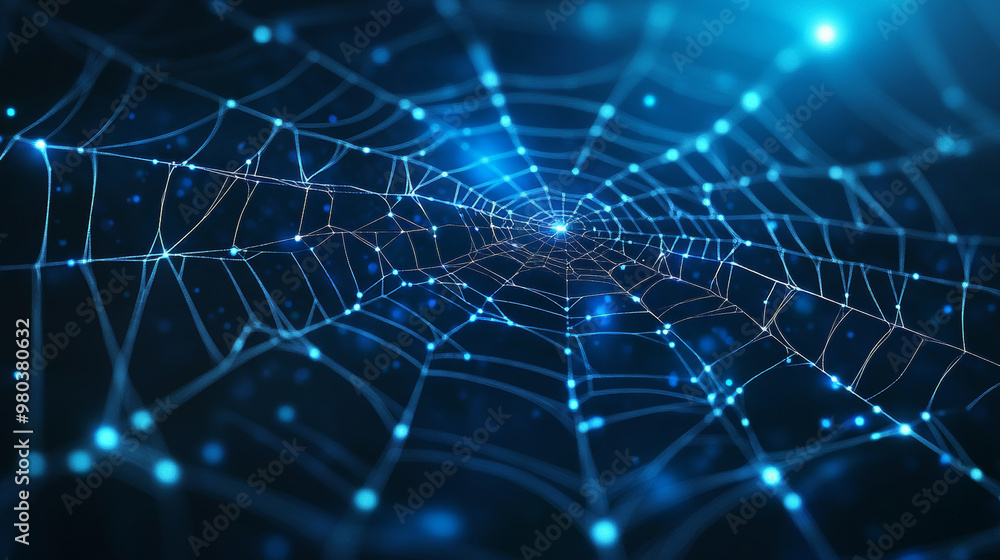 Poster iot landing page. internet of things devices and connectivity concepts within a network. a web of ne
