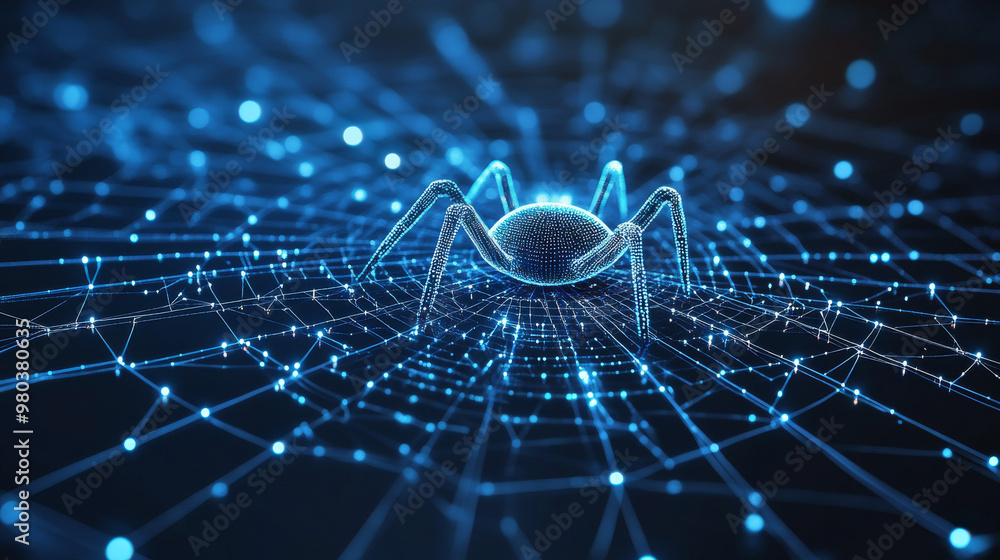 Poster iot landing page. internet of things devices and connectivity concepts within a network. a web of ne