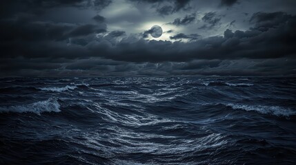 Dark Ocean Waves Wallpaper. Gentle waves of a dark ocean under a cloudy night sky.
