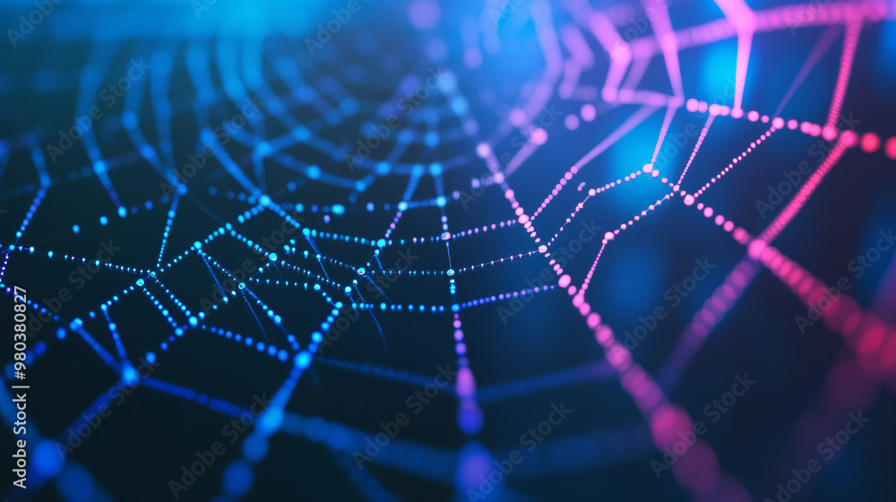 Poster iot landing page. internet of things devices and connectivity concepts within a network. a web of ne