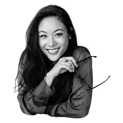 Asian businesswoman png b&w element, transparent background © Rawpixel.com