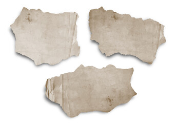 torn scraps of old paper with shadow. background texture of vintage paper or parchment. vector illustration	