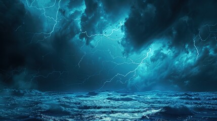 Lightning cuts through the abstract night sky. Dark clouds churn, signaling the storm's presence.