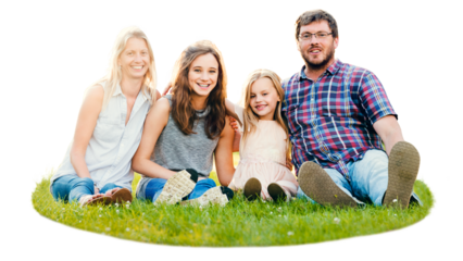 Happy family png sticker, ripped paper, transparent background