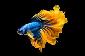 Obraz premium beautiful betta fish swimming on black background