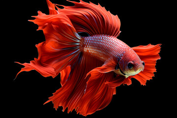 Fototapeta premium beautiful betta fish swimming on black background