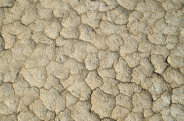 Yellow cracked dry muddy ground closeup