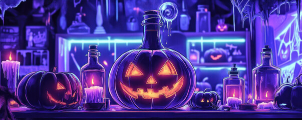 A table with a pumpkin and other pumpkins on it