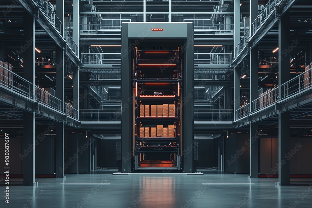 Poster automated storage and retrieval system in a modern warehouse