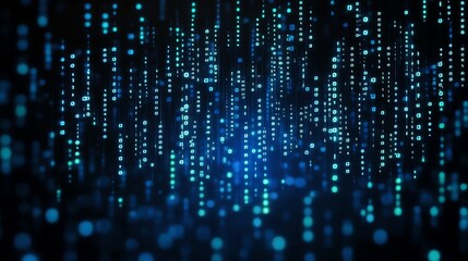 A mesmerizing array of blue light particles creating a digital rain effect, perfect for tech and futuristic themes.