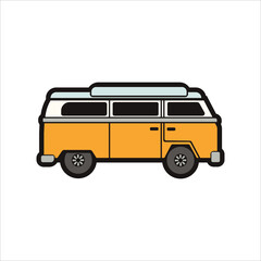 Camper Van Vector Illustration: Adventure Road Trip Design. Outdoor Travel, Retro Van, and Scenic Wilderness Graphics
