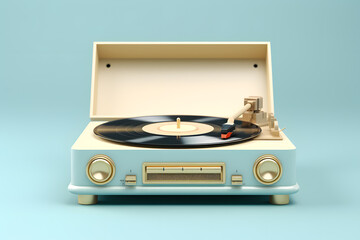 Obraz premium 3d retro record player is showcased in gentle pastel colors