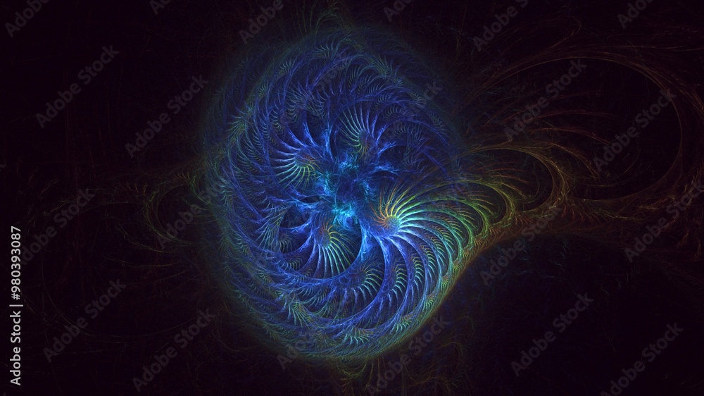 Poster 3d manual rendering abstract technology fractal background. its not ai generatd illustration.