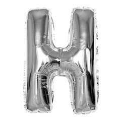 Letter H png sticker, silver foil balloon alphabet, transparent background