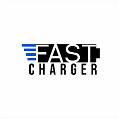 Simple modern fast charger logo text design.