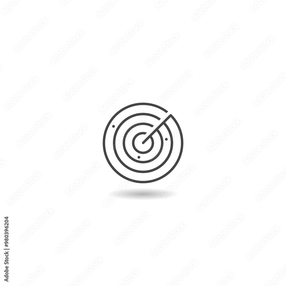 Poster radar with targets on monitor icon with shadow