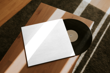 Vinyl record png cover mockup, transparent design