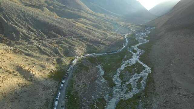 Aerial view of Leh Ladakh, Pangong Tso Lake, Maitreya Buddha, Diskit Monastery in Nubra Valley, Sand Dunes Nubra Valley,