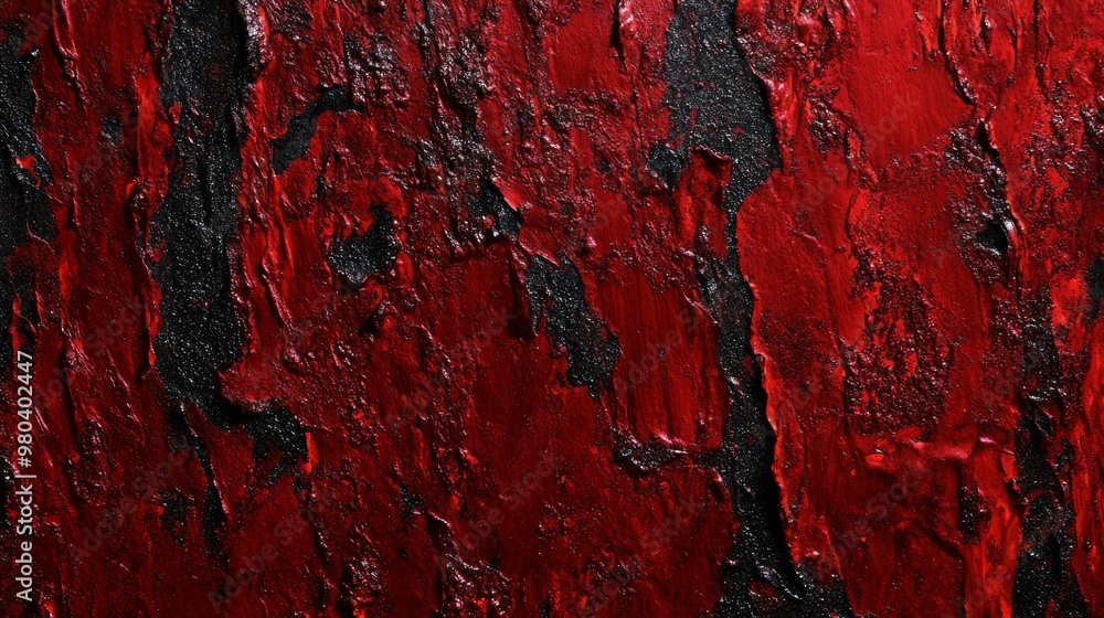 Poster this abstract texture features striking fire red tones interspersed with dark rustic streaks, creati