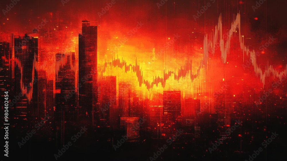 Aufkleber a graphic image of a stock with a red graph line on a black background conveys the financial market 