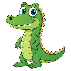 Fototapeta premium Vector illustration of a green crocodile smiley face isolated on white background