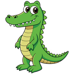Vector illustration of a green crocodile smiley face isolated on white background