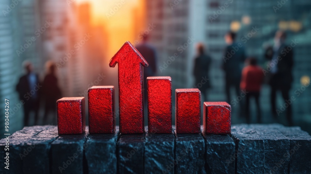 Aufkleber a graphical representation of a bar chart with an investor element looking at the interest rate cut.