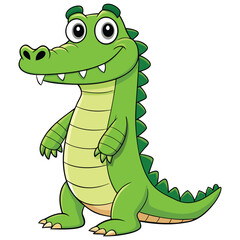 Naklejka premium Vector illustration of a green crocodile smiley face isolated on white background