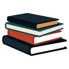 Collection of High book stacks and piles of hardcover books vector illustration, vector art of  Multi-colored Stack of textbooks open book on the top.