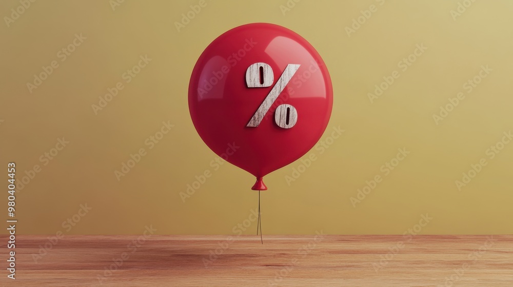 Poster 3d illustration of a balloon floating on a clean background showing floating interest rates. concept