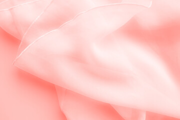 Fototapeta premium Background pink silk clouth wave abstract texture soft tablecloth cotton textile backdrop cosmetic beauty template presentation, silky velvet linen mockup cloth dress curtain backdrop clothing.