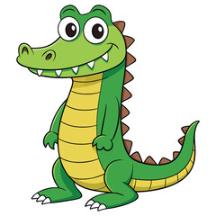Fototapeta premium Vector illustration of a green crocodile smiley face isolated on white background