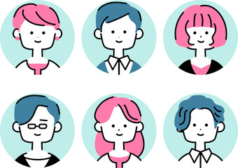 ビジネスマンの顔アイコンのイラスト