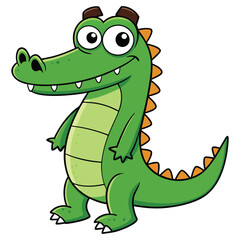 Naklejka premium Vector illustration of a green crocodile smiley face isolated on white background