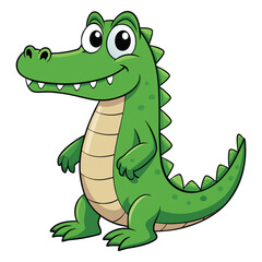 Fototapeta premium Vector illustration of a green crocodile smiley face isolated on white background