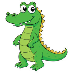Fototapeta premium Vector illustration of a green crocodile smiley face isolated on white background