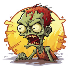 Zombie with Ripped Shirt and Yellow Background