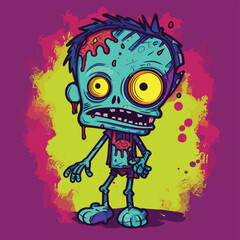 Zombie with Wide Eyes on Dark Background