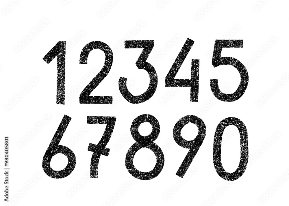 Fototapete big set of doodle crayon drawn vector numbers. hand drawn charcoal. template vector retro for brush 