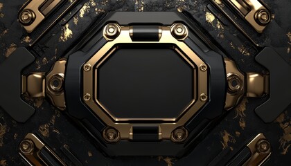 Fototapeta premium Black and Gold Geometric Frame with Metallic Accents