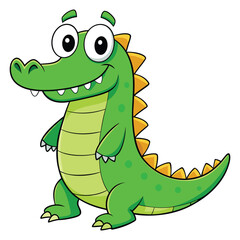 Obraz premium Vector illustration of a green crocodile smiley face isolated on white background