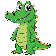 Naklejka premium Vector illustration of a green crocodile smiley face isolated on white background