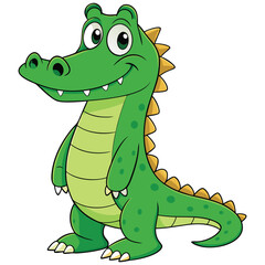 Fototapeta premium Vector illustration of a green crocodile smiley face isolated on white background