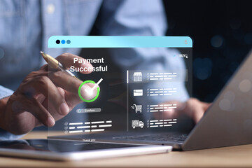 Payment successful concept. Online payment with digital marketing. online bill payment Approved...