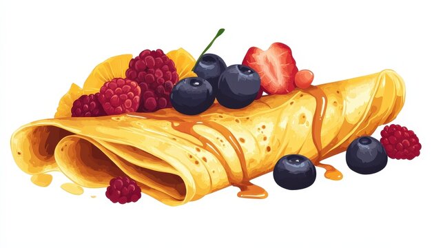 crepe with berries and syrup, food, dessert clip art preview